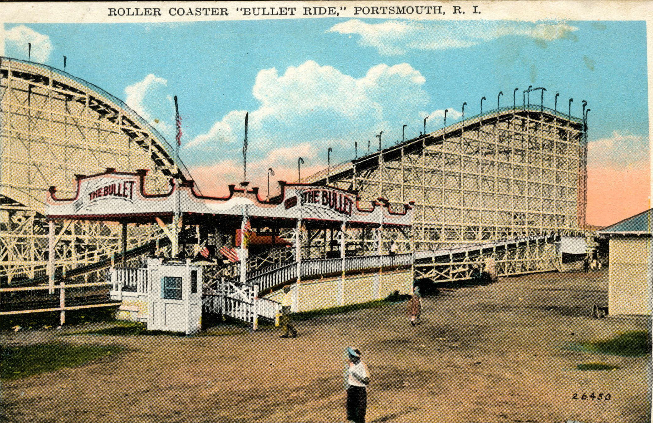 This vintage, colorized postcard of “The Bullet,” the Island Park amusement park’s famed rollercoaster, is from Town Historian Jim Garman’s collection.