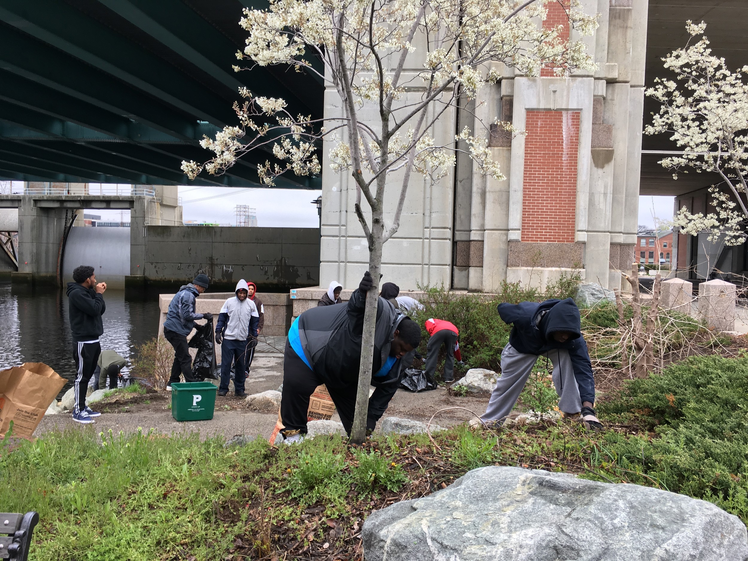 Fox Point residents clean up the Riverwalk on Earth Day