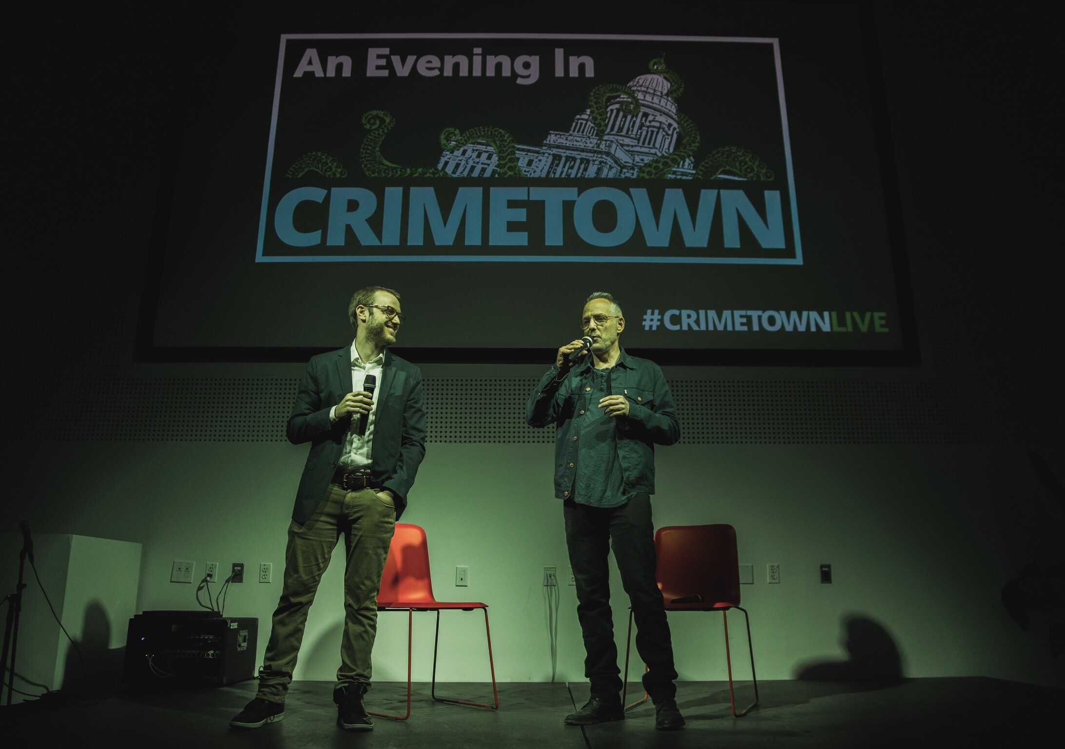 Crimetown hosts Zac Stuart-Pontier (left) and Marc Smerling