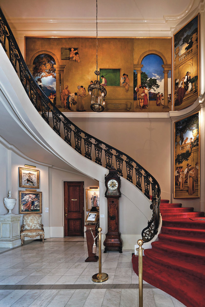 The "Romance Staircase" at the National Museum of American Illustration in Newport
