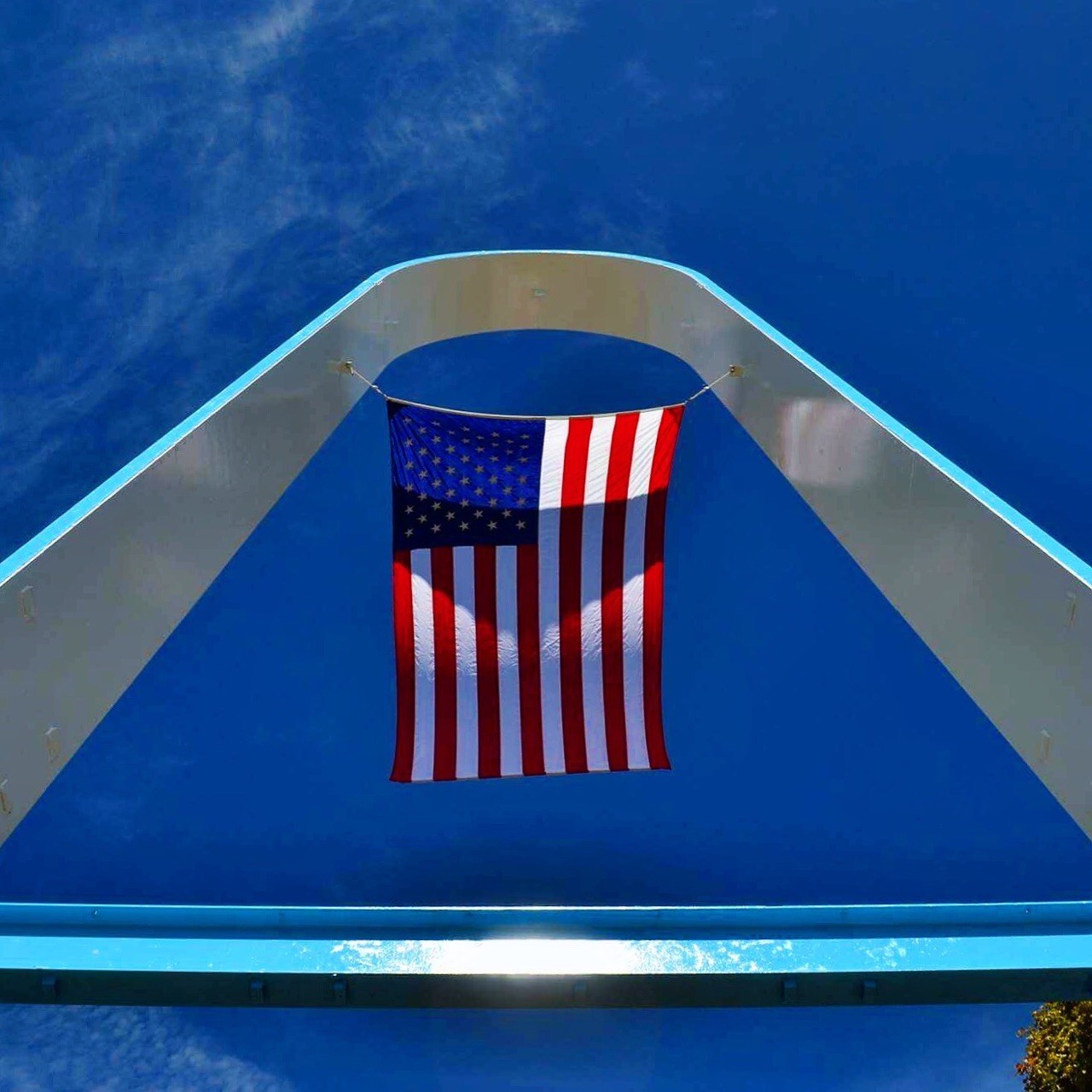 FLYING HIGH: A flag is the crowning touch to the freshly painted Rocky Point arch.