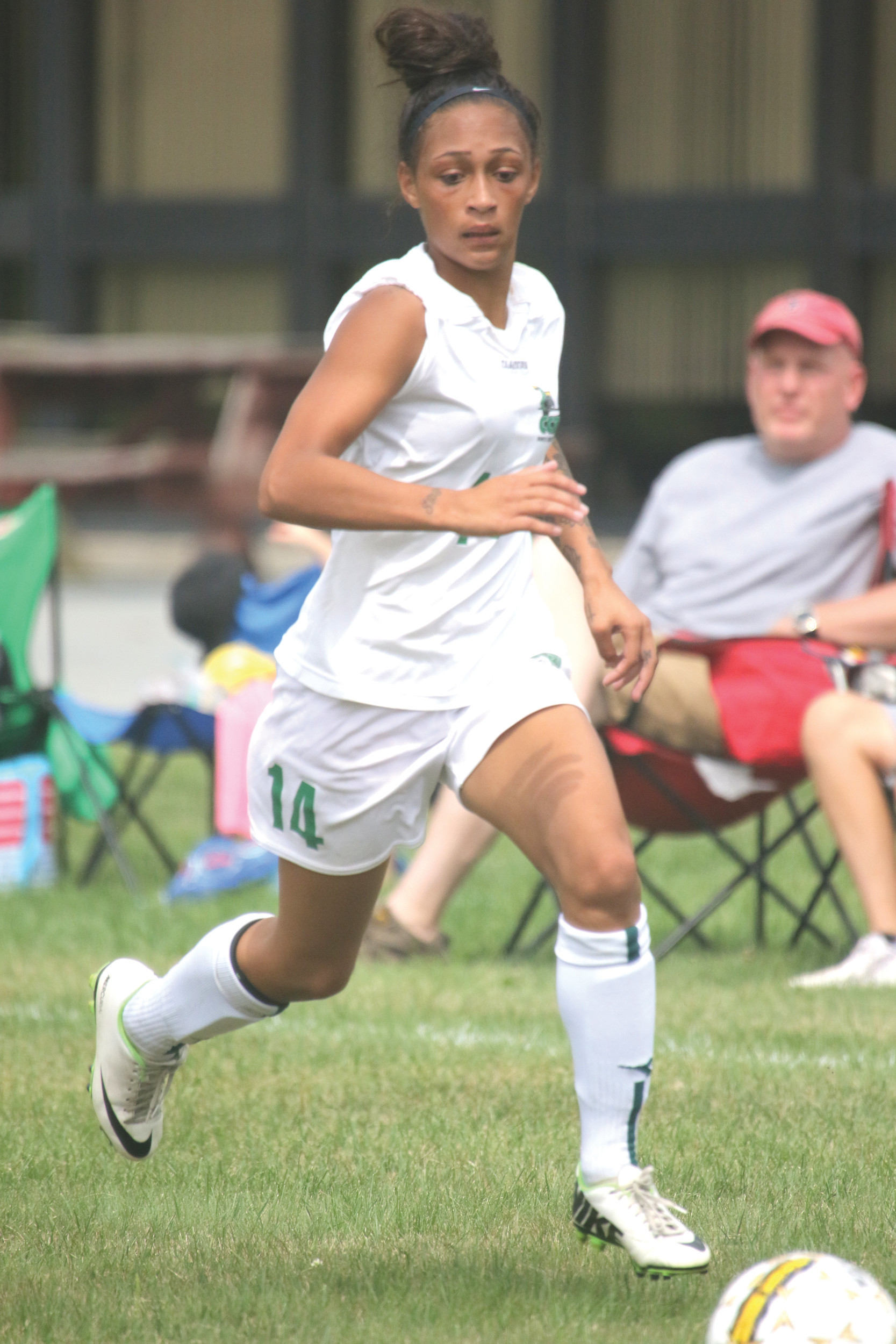BACK OF THE NET: Mercedes Faust scored twice for the Lady Knights.