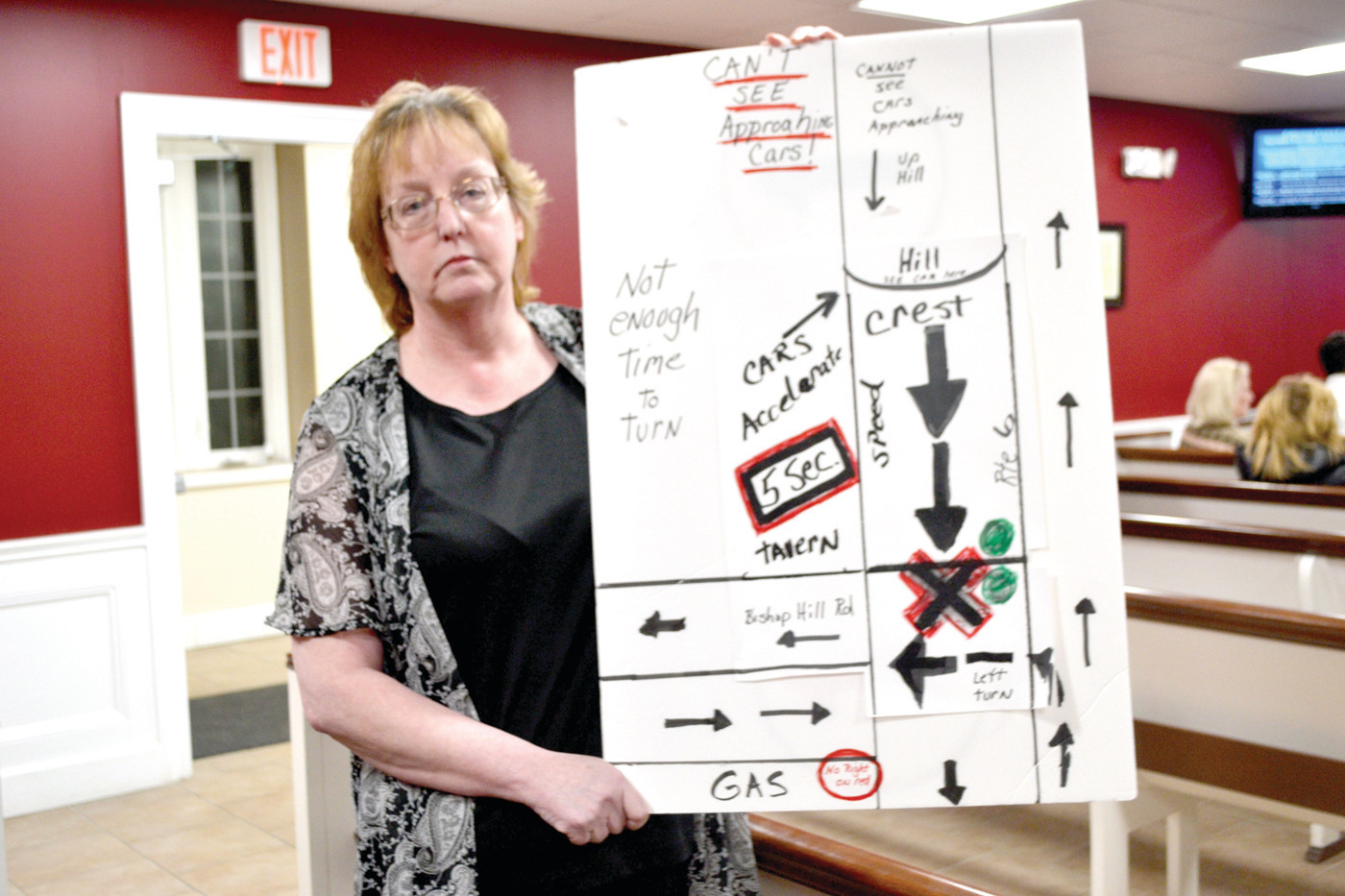 SAFETY CONCERN: After a fatal car crash at the intersection of Hartford Avenue and Bishop Hill Road in December, Johnston resident Barbara Carroll Quaranto has worked to change the traffic light pattern to prevent future accidents.