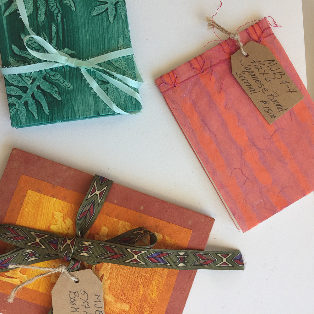 Handmade books by Mary Jane Bohlen, $12–$20