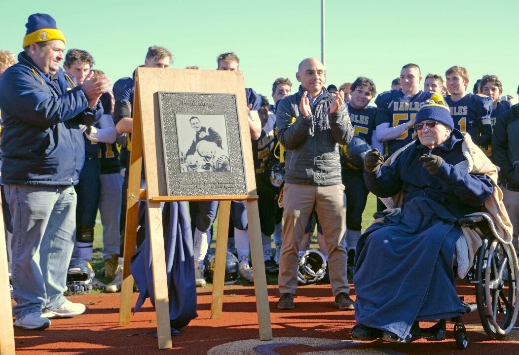 The Frank Murgo Gym dedication ceremony took place at Barrington High School's Victory Field on Thanksgiving Day.