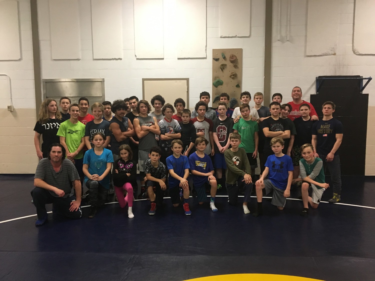 Members of the Barrington Middle School wrestling team pose for a photograph.