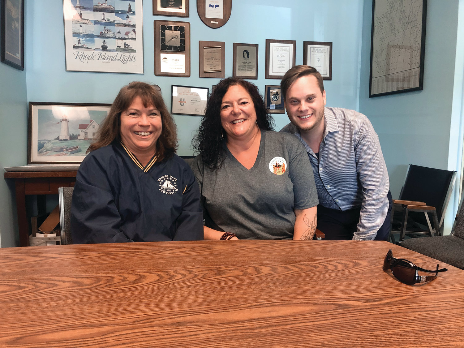IN THE WORKS: From left to right, Gaspee Days Committee President Gina Dooley, organizer Karen Kenney and past president Ryan Giviens spearheaded the effort to hold the first-ever Gaspee Fall-Out, coming to Pawtuxet Park on Oct. 12 from noon to 5. The event will feature several food vendors, beer tastings and entertainment, all with free admission.